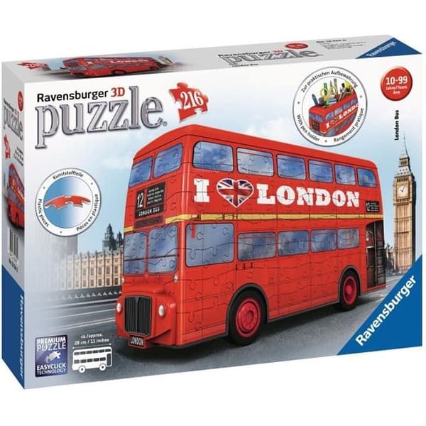 3D Puzzle London Bus - Ravensburger - Fordon 216 bitar utan lim - Från 8 år
