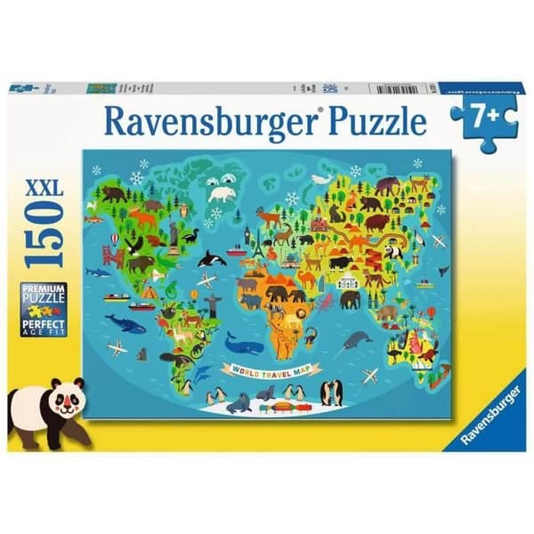150 bitar XXL-pussel - RAVENSBURGER - Djurvärldskartan - För barn från 8 år och uppåt - Blandat
