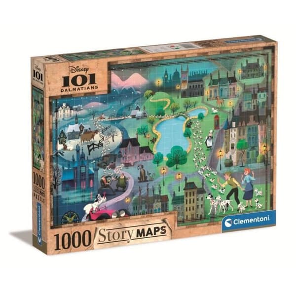 1000 bitars pussel - Clementoni - Disney Story Maps - 101 dalmatiner - Tecknade serier och serier - Barn - Grön