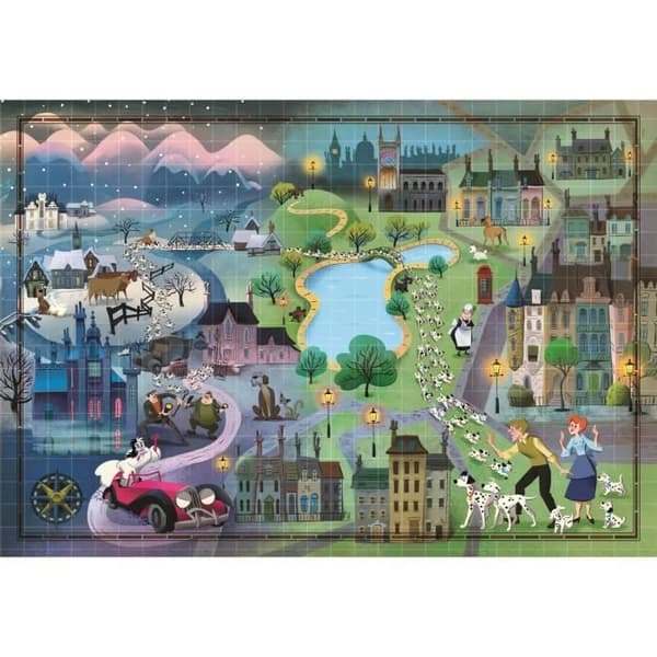 1000 bitars pussel - Clementoni - Disney Story Maps - 101 dalmatiner - Tecknade serier och serier - Barn - Grön
