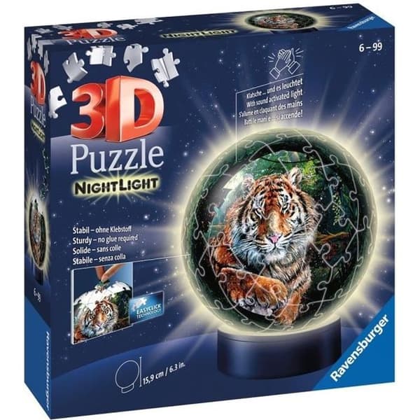 Upplyst 3D Ball Puzzle - Big Cats - Ravensburger - 72 bitar
