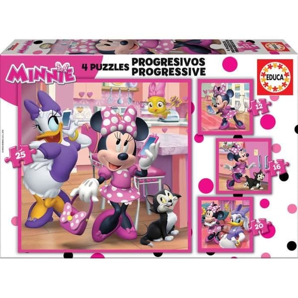 Progressivt pussel - EDUCA - Minnie & The Happy Helpers - 12-16-20-25 st - Barn