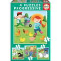 Miniatyrbild 1 av 2: Farm Animals Progressive Puzzle - EDUCA - 4 pussel med 6 till 16 bitar - För barn från 0 månader och uppåt