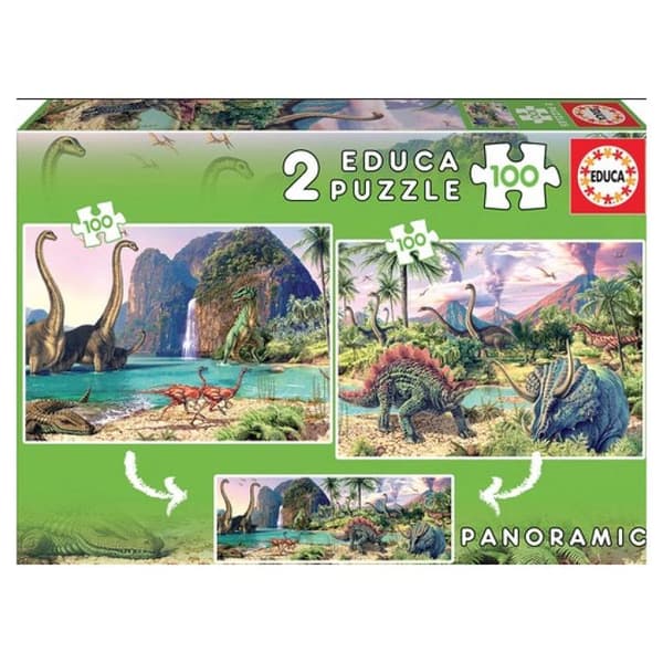 Djurpussel - EDUCA - 2x100 DINO WORLD - 7 år och över - 200 bitar