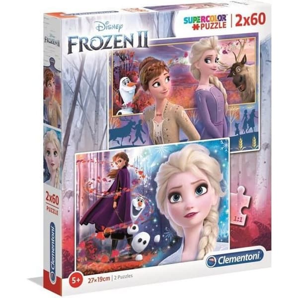 Clementoni - Supercolor Disney Frozen 2-2x60 bitar - Barnlåda med 2 pussel