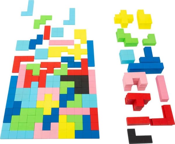 Tetris träpussel - LITEN FOT - 114 bitar - Geometriska mönster - Flerfärgad - Från 3 år