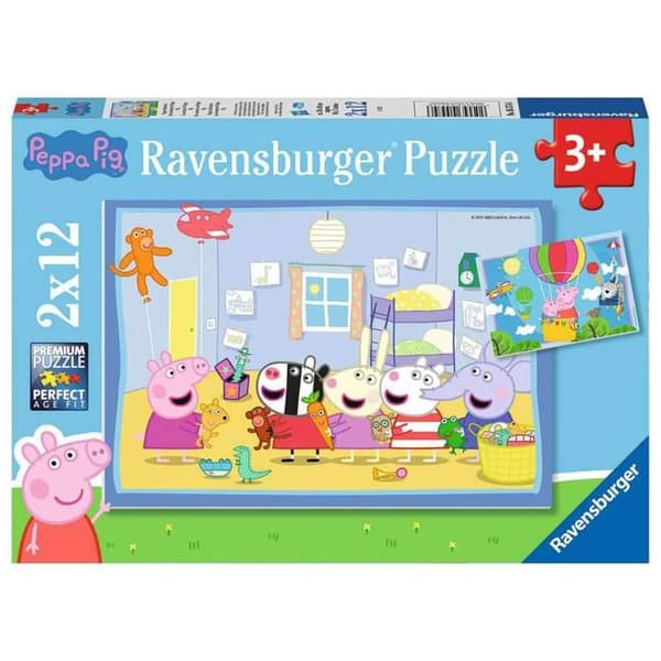 2 x 12 bitars pussel - Ravensburger - The Adventures of Peppa Pig - Flerfärgad - Barn - 3 år