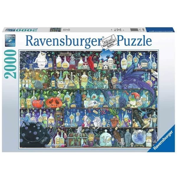 Ravensburger 2000 pusselbitar - The Potion Shelf - Zoe Sandler - Fantasy - Orange - Blå