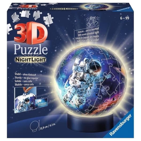 Upplyst 3D-bollpussel - Astronauter - Ravensburger - 72 bitar - Astrologi och esoterismtema