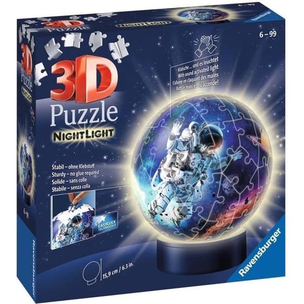Upplyst 3D-bollpussel - Astronauter - Ravensburger - 72 bitar - Astrologi och esoterismtema