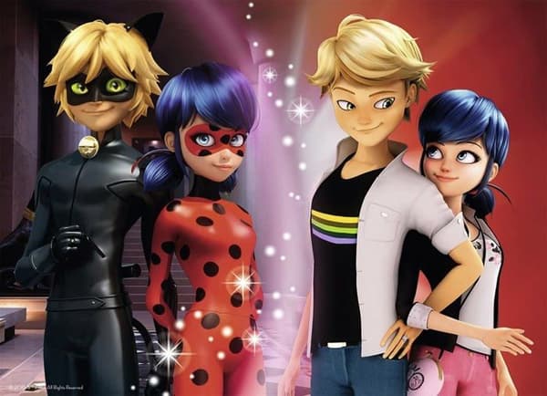 100 bitars pussel Miraculous Adrien och Marinette - Nathan - Med bitsorterare - Tecknade serier och serier