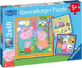 Miniatyrbild 3 av 4: Pussel 3 x 49 bitar: Peppa Pigs familj och vänner Unik färg