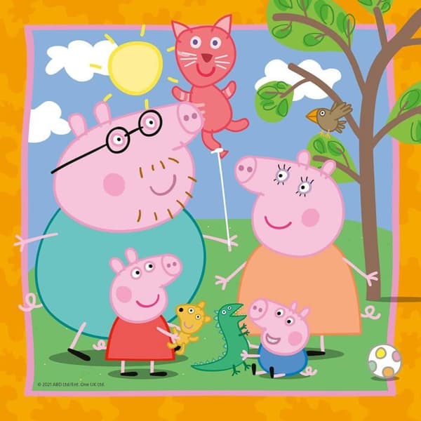 Pussel 3 x 49 bitar: Peppa Pigs familj och vänner Unik färg