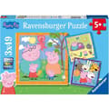 Miniatyrbild 2 av 4: Pussel 3 x 49 bitar: Peppa Pigs familj och vänner Unik färg
