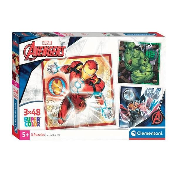 Clementoni pussel super color fyrkantiga Avengers, 3x48st.