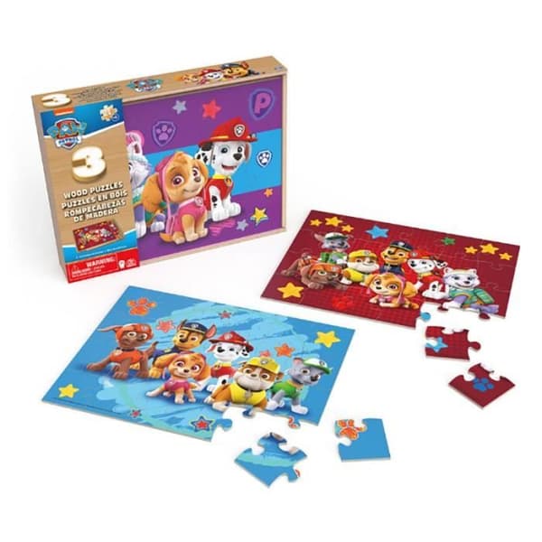 Box med 3 Paw Patrol träpussel - SPIN MASTER - 3x24 bitar - Tecknade serier och serier