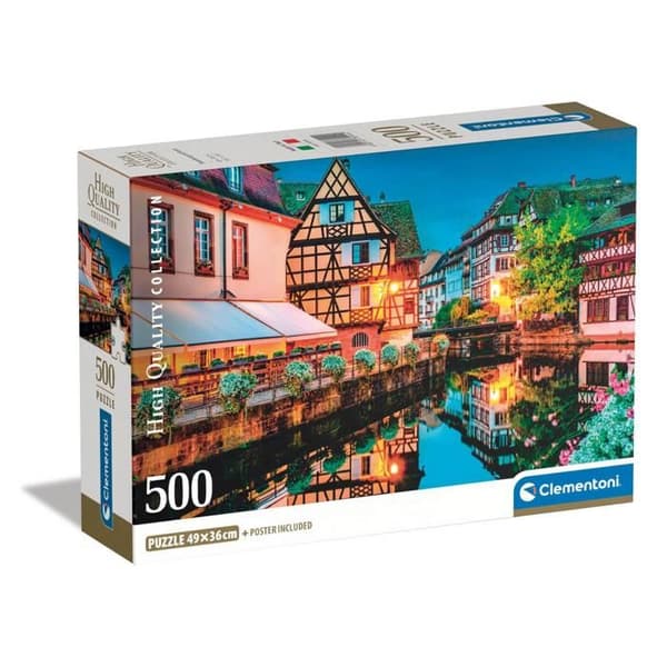 Pussel med 500 bitar + affisch: Gamla stan i Strasbourg