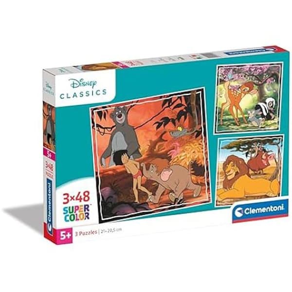 Pussel - CLEMENTONI - Supercolor - Disney Klassiker - 3x48 Bitar - Ekologisk - För Barn 5 År