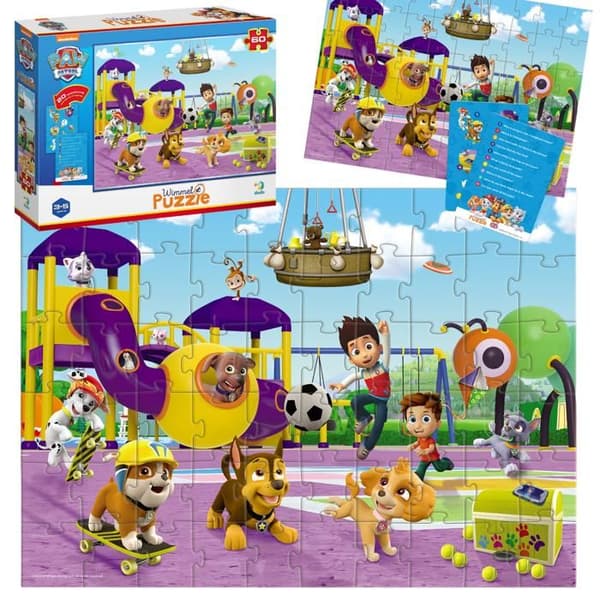 Pussel Wimmel "Paw Patrol - På promenad" 60 bitar Kort med frågor 200453