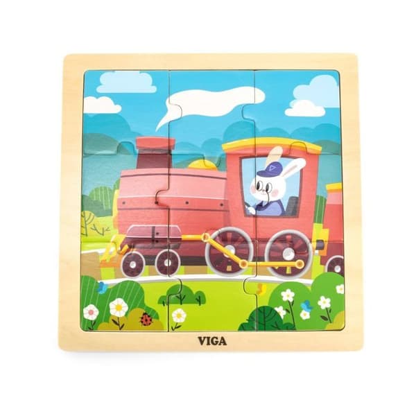 Viga - Pussel 9 delar i trä Tåg