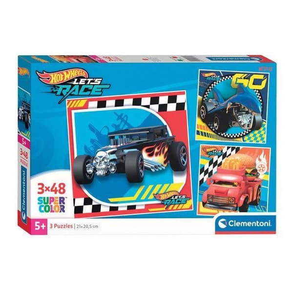 Clementoni pussel super färg fyrkant Hot Wheels, 3x48st.