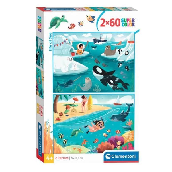Clementoni pussel super färg liv vid havet, 2x60st.
