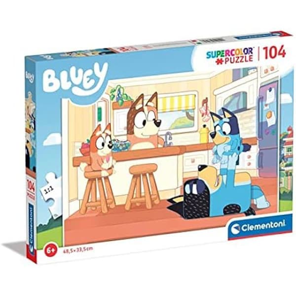 Pussel Barn - CLEMENTONI - Bluey Supercolor - 104 Bitar - Tecknad serie - Tillverkad i Italien