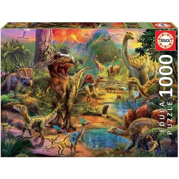 1000 bitars pussel - Land Of Dinosaurs - EDUCA - Djur - Spanien - Orange