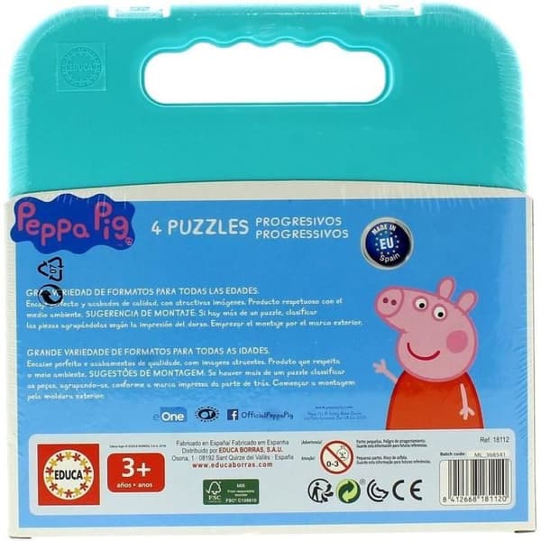 Peppa Pig Progressive Puzzle - Set med 4 pussel - 12 till 25 bitar - Educa