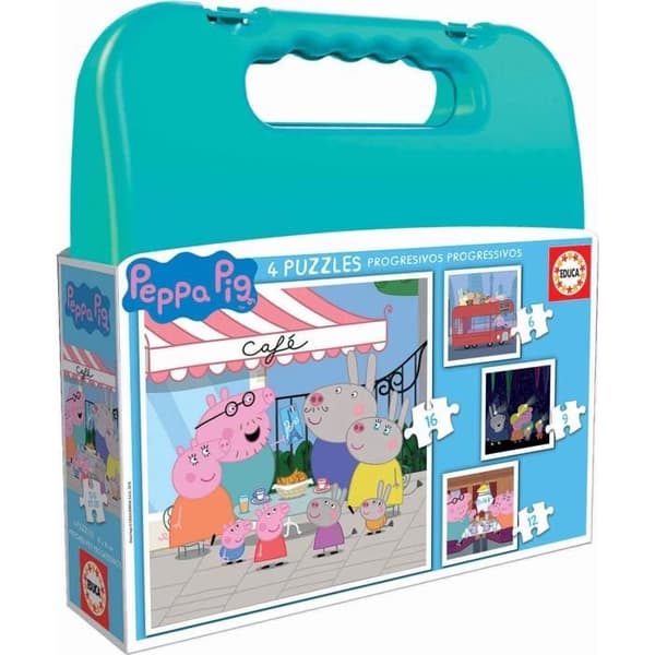 Peppa Pig Progressive Puzzle - Set med 4 pussel - 12 till 25 bitar - Educa