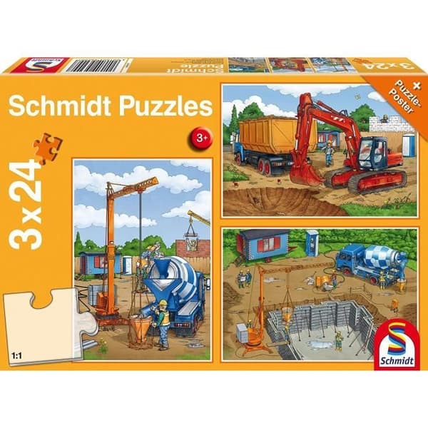SCHMIDT OCH SPIELE Barnpussel - På byggarbetsplatsen - 3x24 st