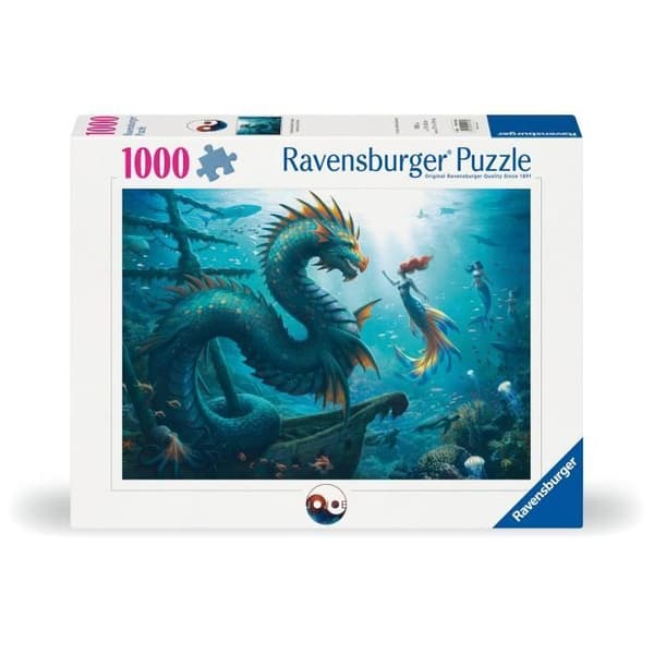 Pussel 1000 bitar Draken, sjöjungfrun och havssköldpaddorna, från 14 år, Monstre, 12001434, Ravensburger