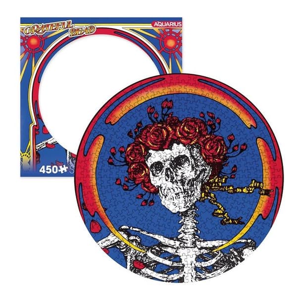AQUARIUS tacksam Dead Skull &amp; Roses Record Disc Puzzle (450 bitars pussel) - bländfri - Precision Fit - Officiellt licensierad