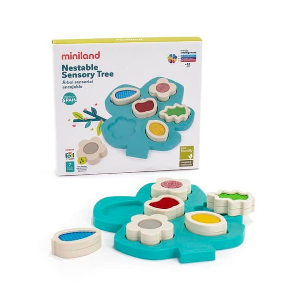 Puzzle Miniland - MNL 97344 - Coleccion Feel to Learn av Encaje arbol Juego sensorial encajable, 97344, Multicolor, Small