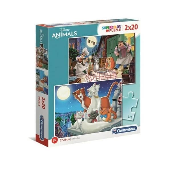 Disney Animals Puzzle - Clementoni - 2x20 bitar - Supercolor