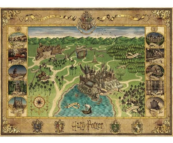 Harry Potter 1500 bitars pussel - Hogwarts karta - Ravensburger