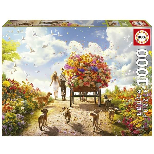 Pussel 1000 bitar: Blomsterkärra