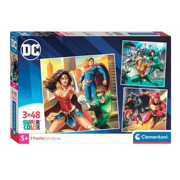 Clementoni pussel super color fyrkantig Justice League, 3x48st.