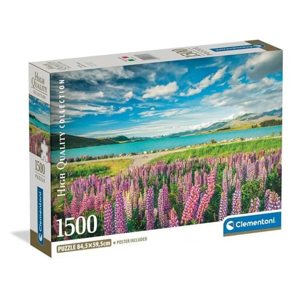 Pussel Compact 1500 bitar: Lupin vid sjön Tekapo
