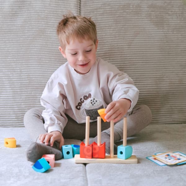 TOOKY TOY Pastelli puinen palapeli rapuilla ja pinoamispalikoilla