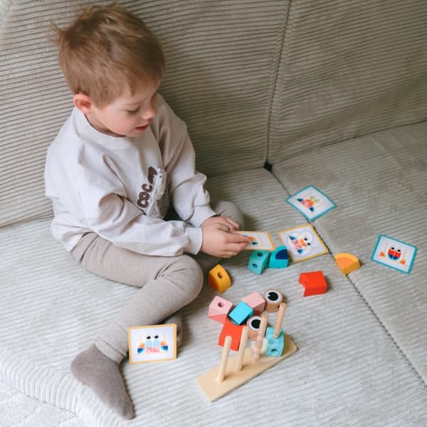 TOOKY TOY Pastelli puinen palapeli rapuilla ja pinoamispalikoilla