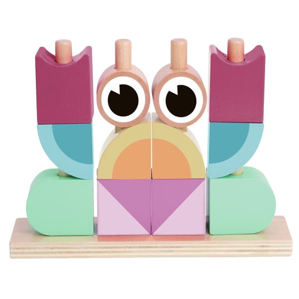 TOOKY TOY Pastelli puinen palapeli rapuilla ja pinoamispalikoilla