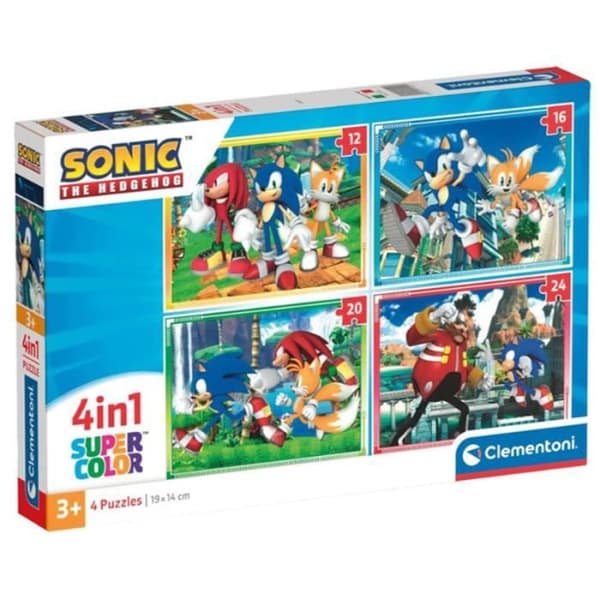 Pussel Clementoni Supercolor 4 i 1 - Sonic Progressives (12, 16, 20, 24 bitar)