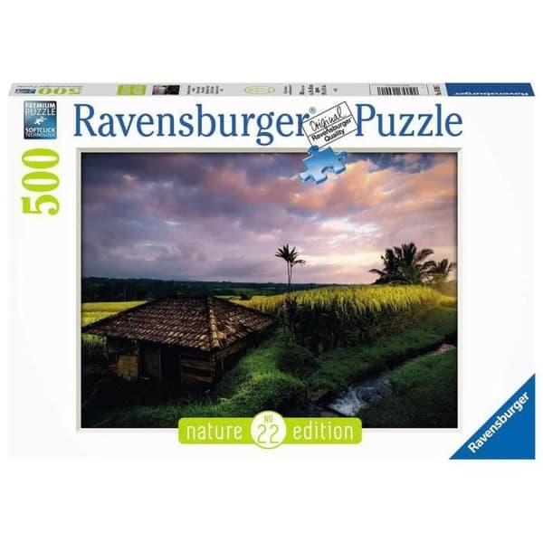 500 bitars pussel - Ravensburger - Balis risfält - Landskap och natur - Unik färg - Från 10 år