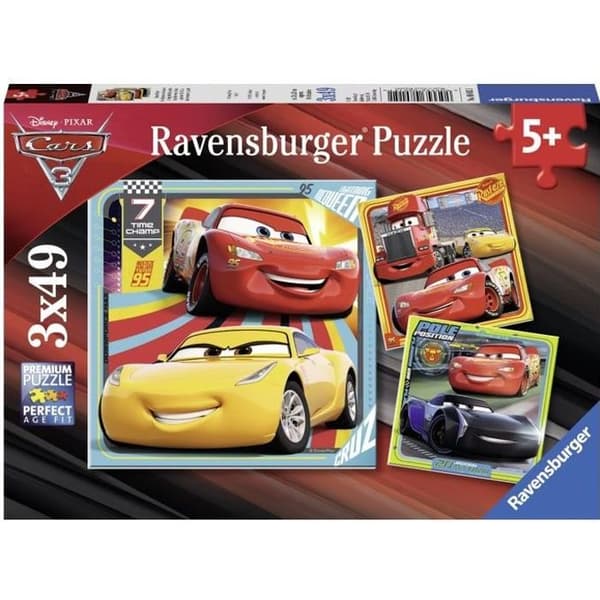 Pussel BILAR 3x49 st Redo att tävla - Ravensburger