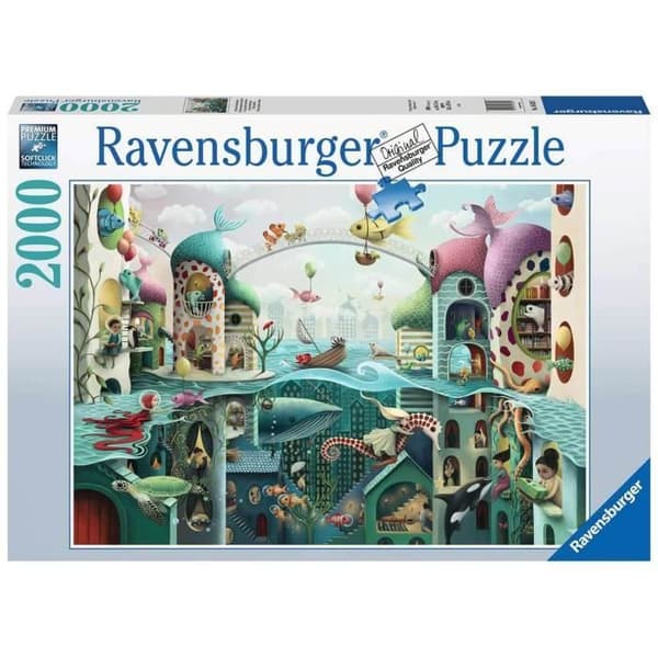 2000 bitars pussel - Ravensburger - Om fisken kunde gå - Fantasy - Blå - Blandat