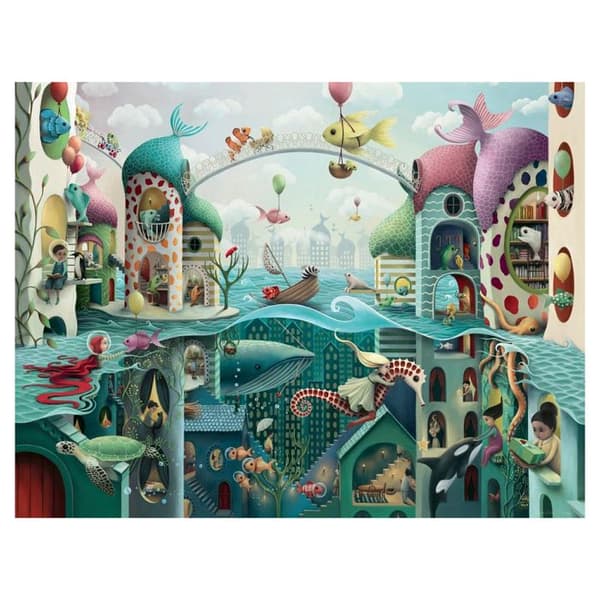 2000 bitars pussel - Ravensburger - Om fisken kunde gå - Fantasy - Blå - Blandat