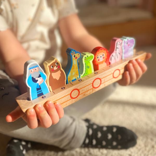 TOOKY TOY Puslespil i træ til børn – Noah og dyrene