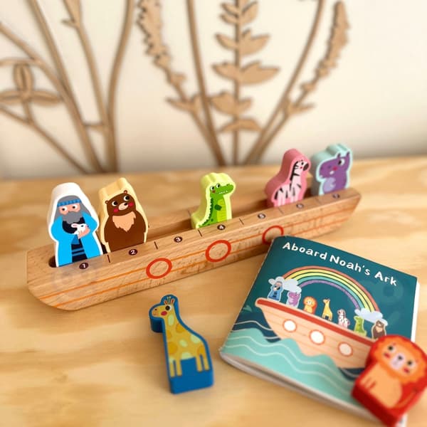 TOOKY TOY Puslespil i træ til børn – Noah og dyrene