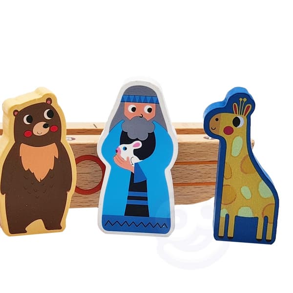 TOOKY TOY Puslespil i træ til børn – Noah og dyrene